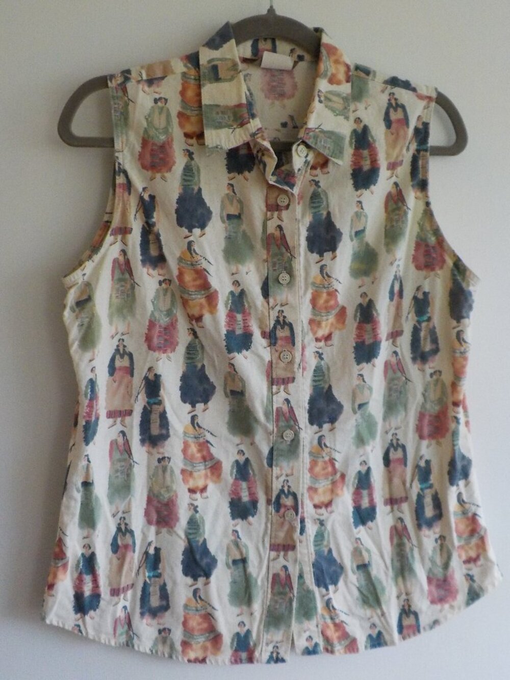 Roper Button Up - Medium - Made USA Sleeveless People Vintage (2525)